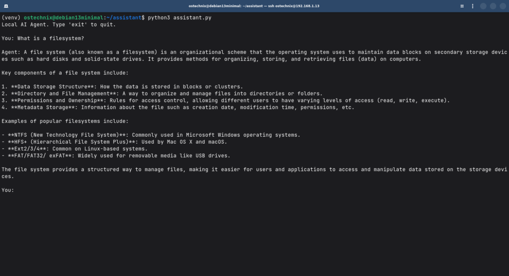 Run Local AI Assistant with Python and Ollama in Debian Linux Run Local AI Assistant with Python and Ollama in Debian Linux