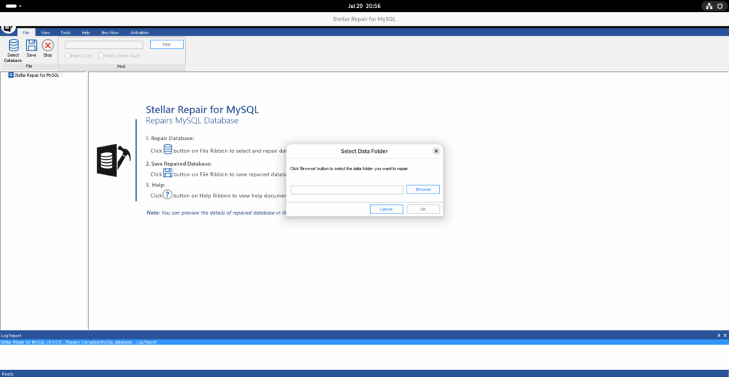 Run Stellar Repair for MySQL (Windows) on Linux via Wine