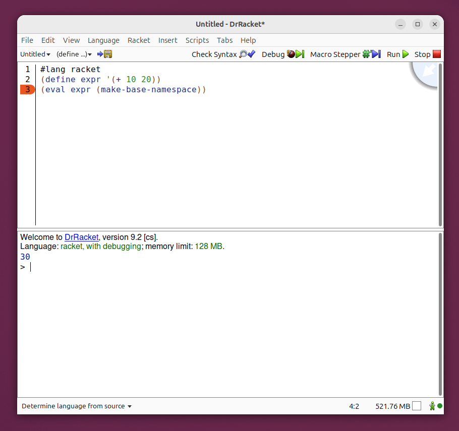 Run a Sample Code in DrRacket GUI Run a Sample Code in DrRacket GUI