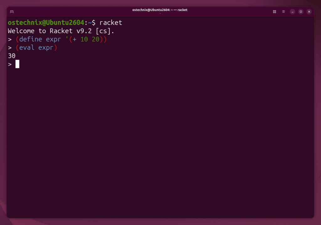 Run a Sample Code in Racket Command line Console Run a Sample Code in Racket Command line Console