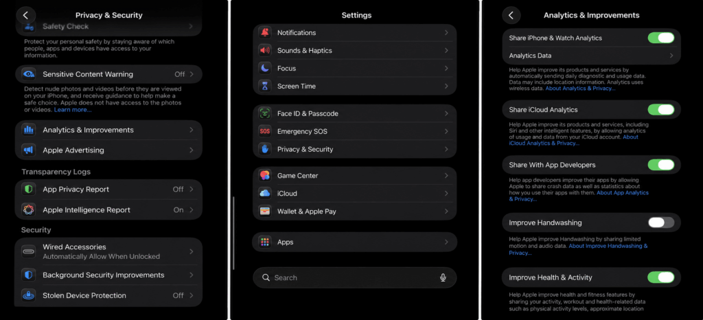 Analytics and Improvements Section in iPhone