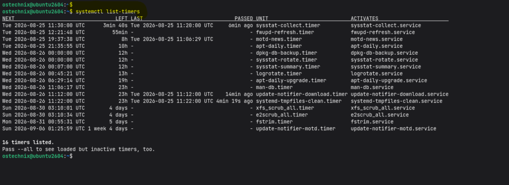 List All Systemd Timers on Linux