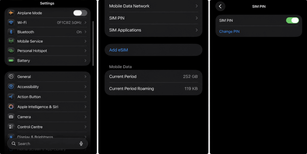 SIM PIN in iPhone