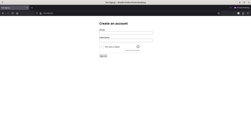 Signup Form with ALTCHA Widget Loaded Signup Form with ALTCHA Widget Loaded
