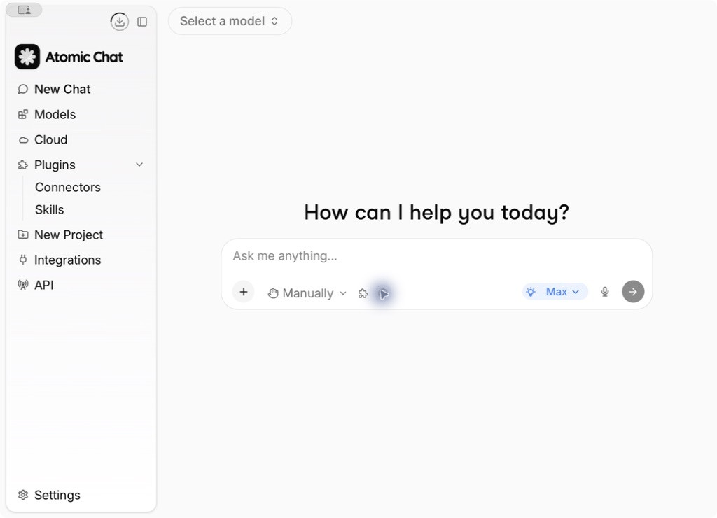 Atomic Chat Main Interface Atomic Chat Main Interface