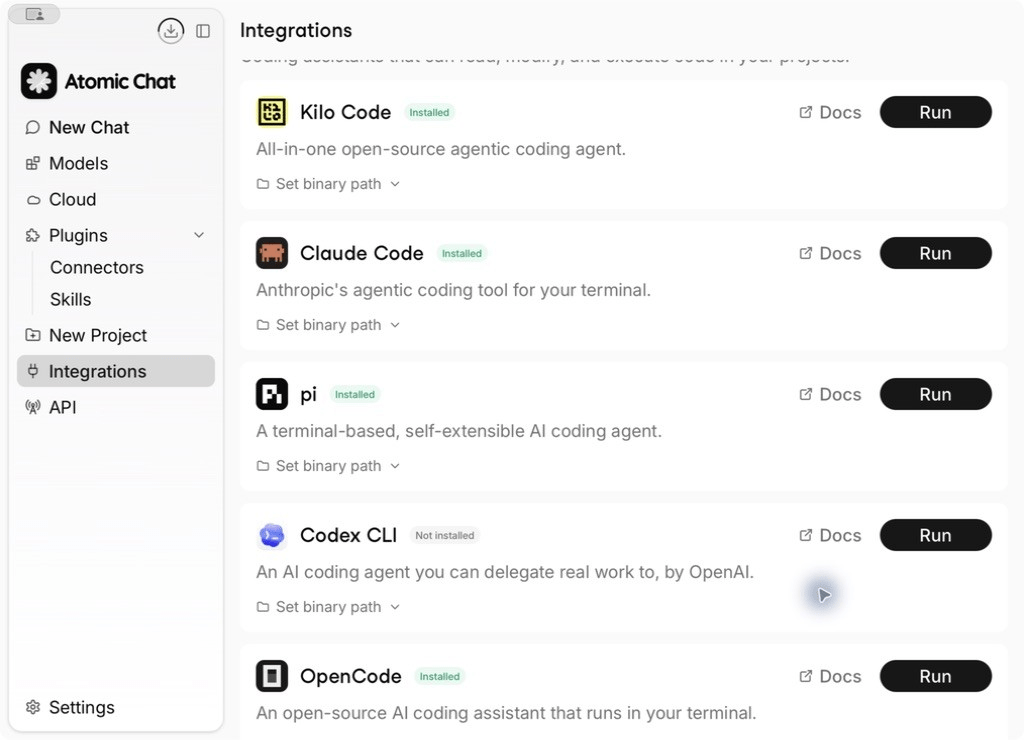 Coding-agent Launchers in Integrations Section Coding-agent Launchers in Integrations Section