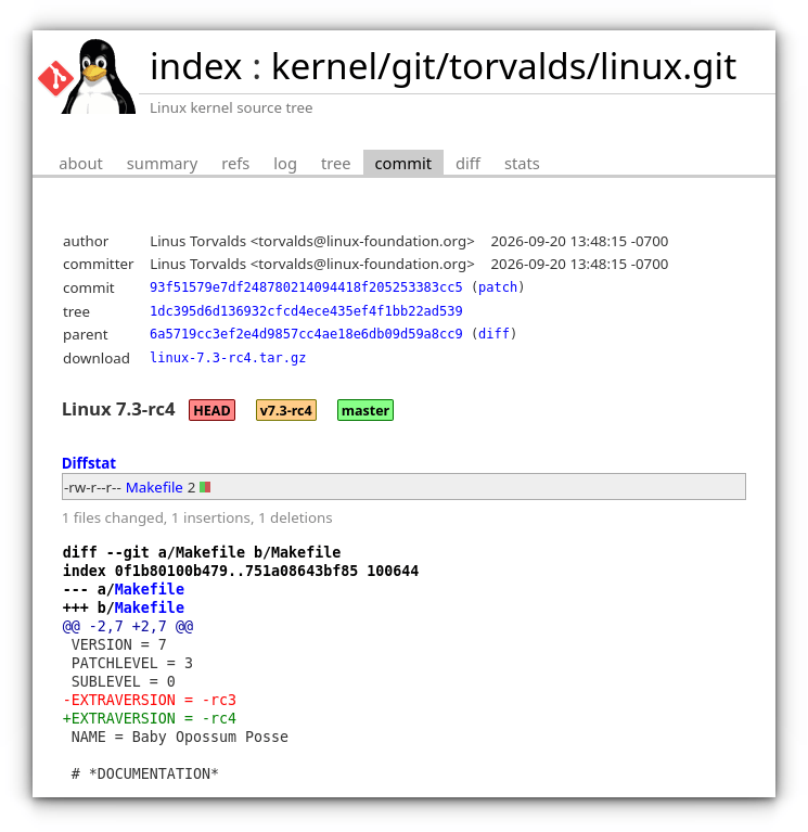 Linux Kernel 7.3 Release Candidate 4 Linux Kernel 7.3 Release Candidate 4