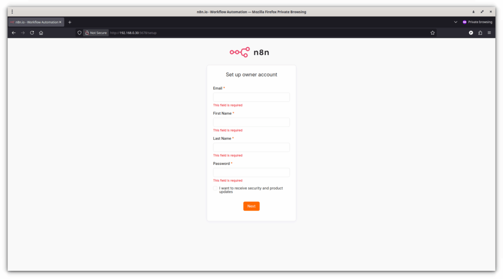 Login to n8n Web Interface Login to n8n Web Interface