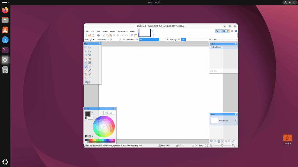 Paint.NET Running in Ubuntu 26.04 LTS Desktop Paint.NET Running in Ubuntu 26.04 LTS Desktop