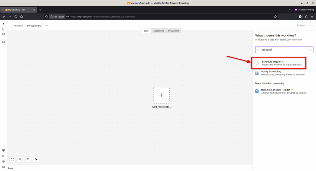 Select Schedule Trigger Node Select Schedule Trigger Node