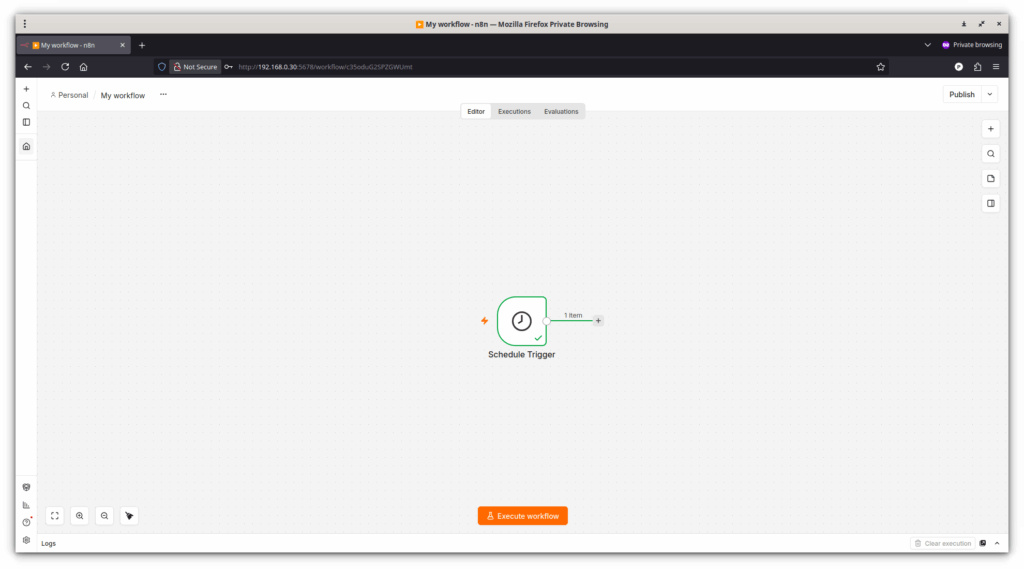 Workflow Editor in n8n Web Interface Workflow Editor in n8n Web Interface
