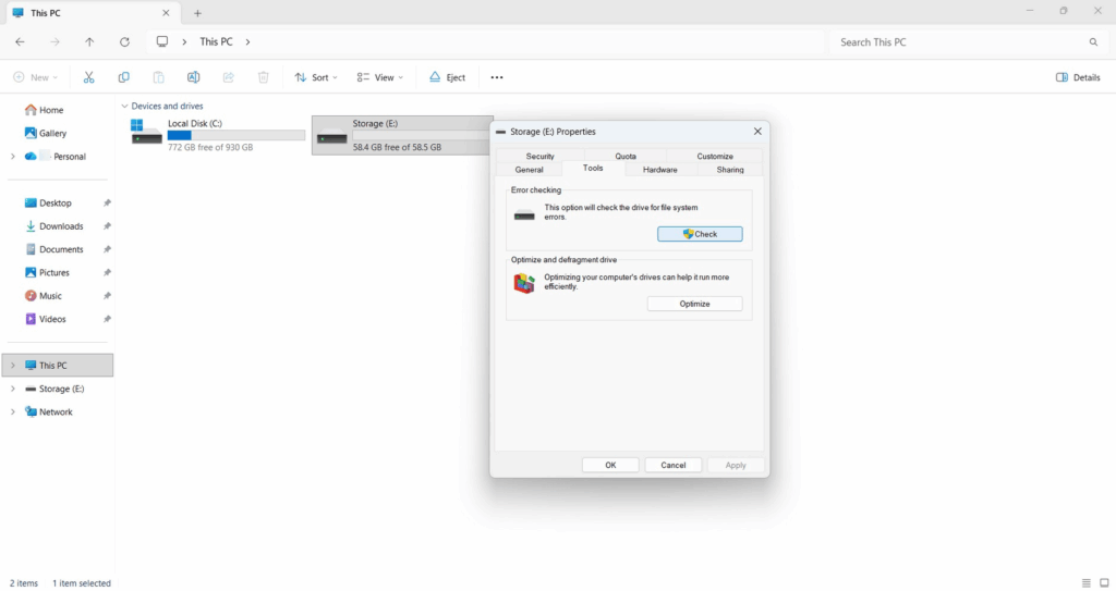 Check External Disk File System Errors in Windows Check External Disk File System Errors in Windows