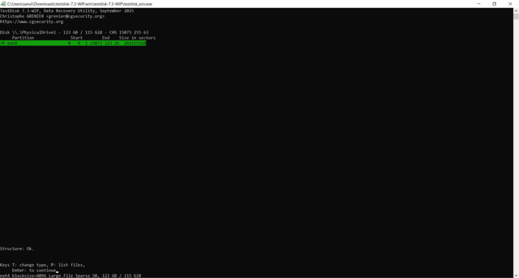 Highlight the EXT4 Partition