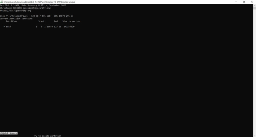 Search the Disk for Missing Partitions
