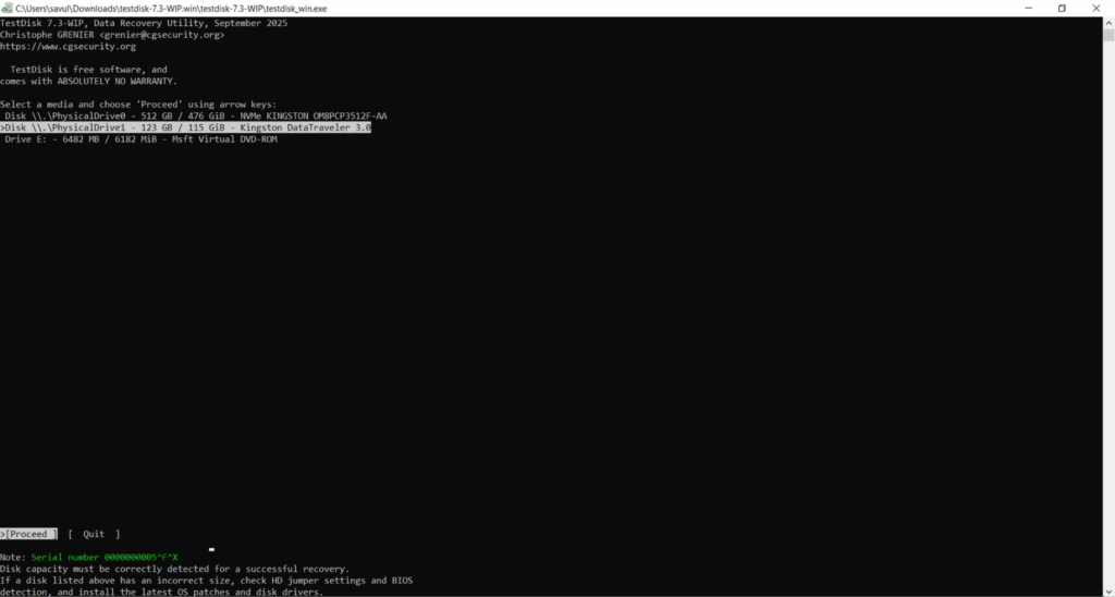 Select the Disk that Contains EXT4 Partition in Testdisk