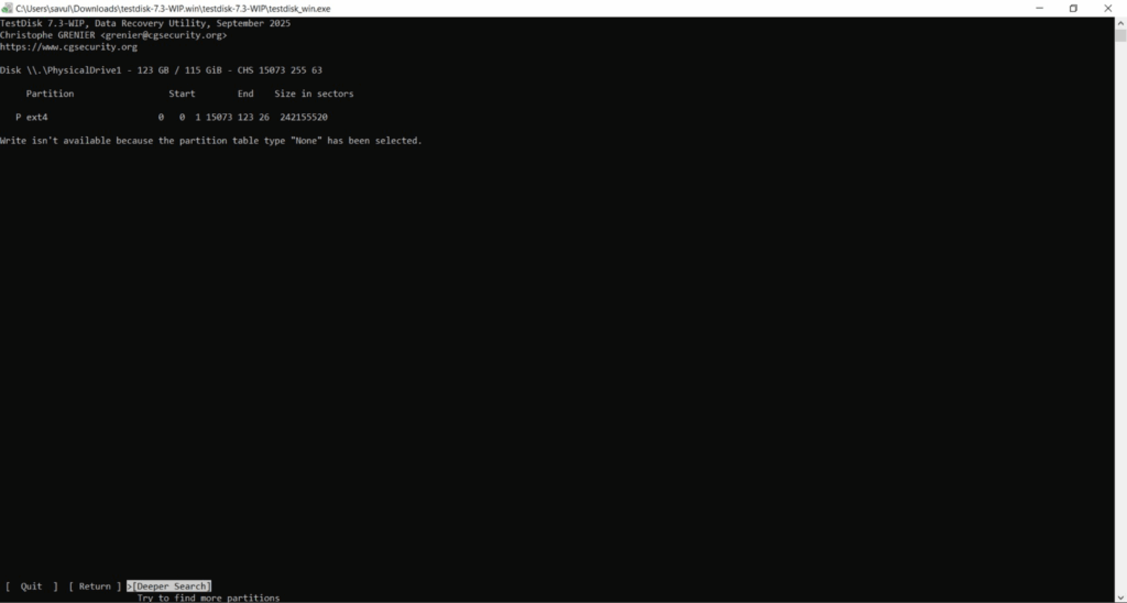 Try Deeper Search in Testdisk